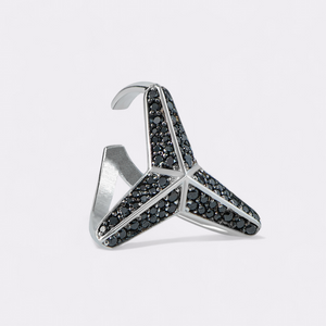 Three pointed star-black, large diamond ear cuff