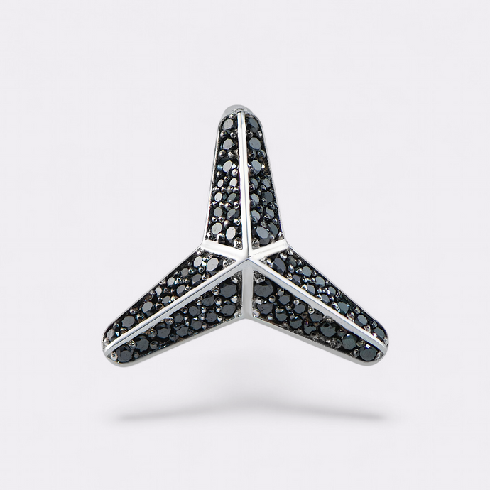 Three pointed star-black, large diamond ear cuff