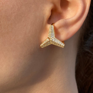 Three pointed star, large diamond ear cuff