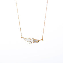Charger l&#39;image dans la galerie, Flying dove, enamel and diamond necklace