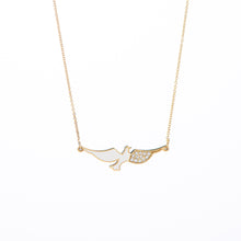 Load image into Gallery viewer, Flying dove, enamel and diamond necklace