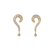 Load image into Gallery viewer, Question mark, diamond ear pendants