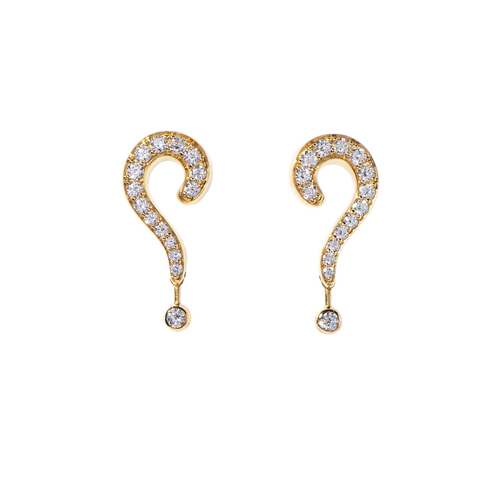 Question mark, diamond ear pendants