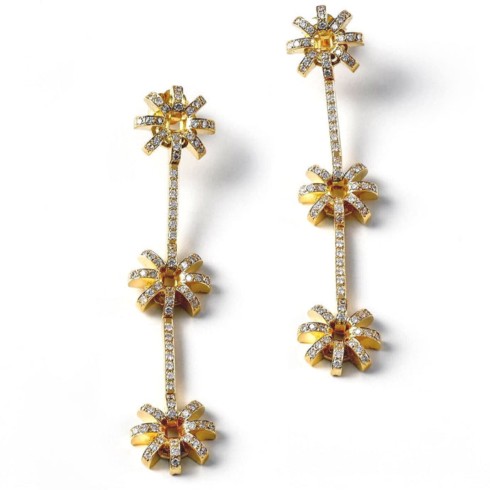Triple Flower, drop earrings.