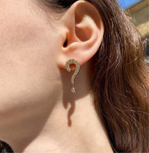 Load image into Gallery viewer, Question mark, diamond ear pendants