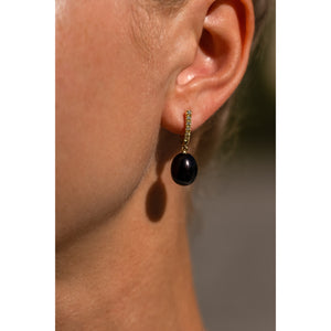 Black Pearl and Diamond, ear pendants