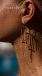 Double fringe, chandelier earrings