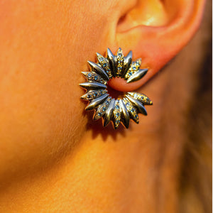 ‘Grain array’ hoop earrings